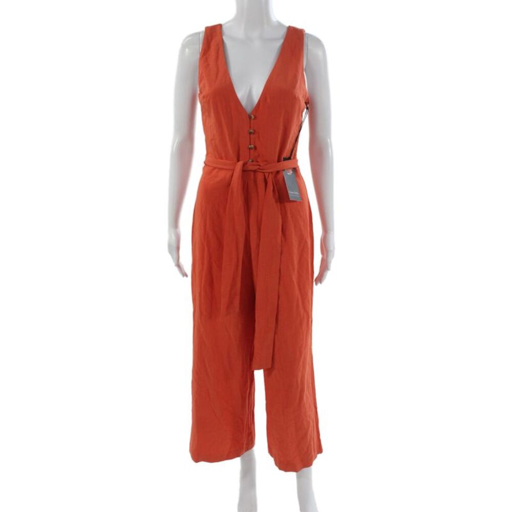 Privacy Please Women Jumpsuit Orange V Neck Sleeveless Size S